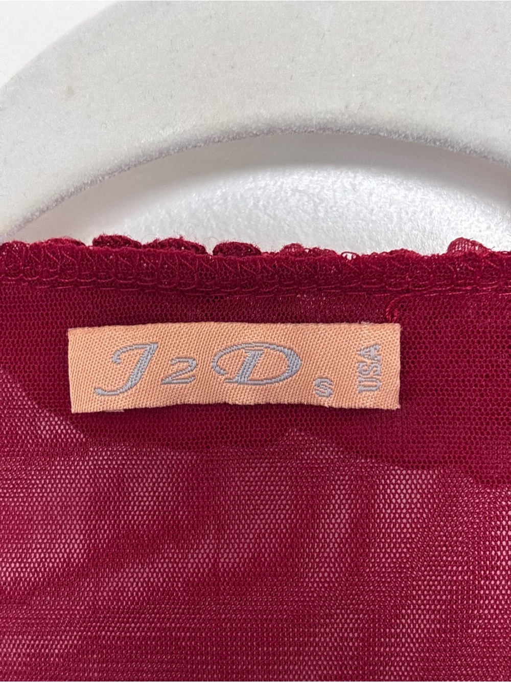 Vintage J2D 75% Silk Burgundy Beaded Ruffle Tie Front Blouse Fairycore Y2K S - Picture 3 of 11